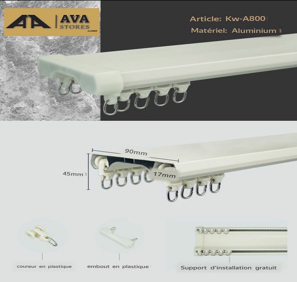 TRINGLE A RAIL DOUBLE EN ALUMINIUM